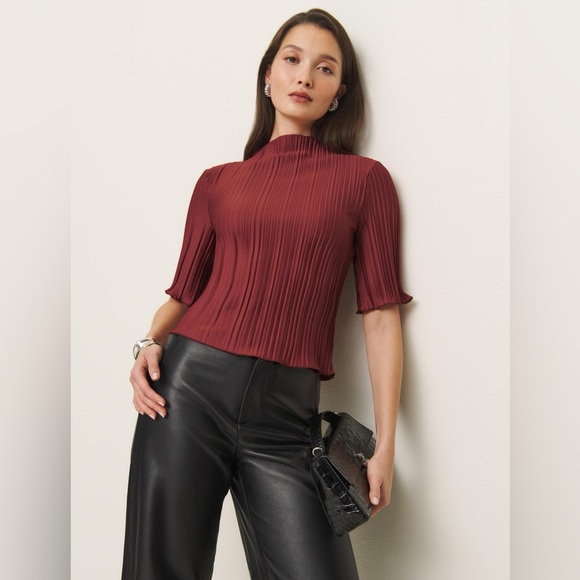 Reformation Tops - Reformation Red Pleated Blouse
